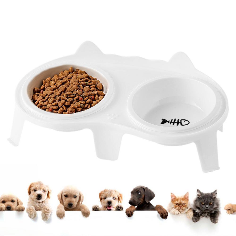 Set de gamelles pour chiens et chats - bol en céramique pour nourriture et eau - bol surélevé et incliné avec support
