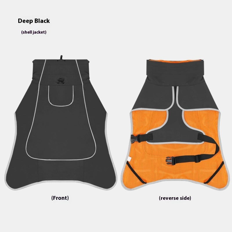 Veste-coquille pour chien  Vêtements imperméables et anti-pluie, manteau trench à double usage pour grands animaux.