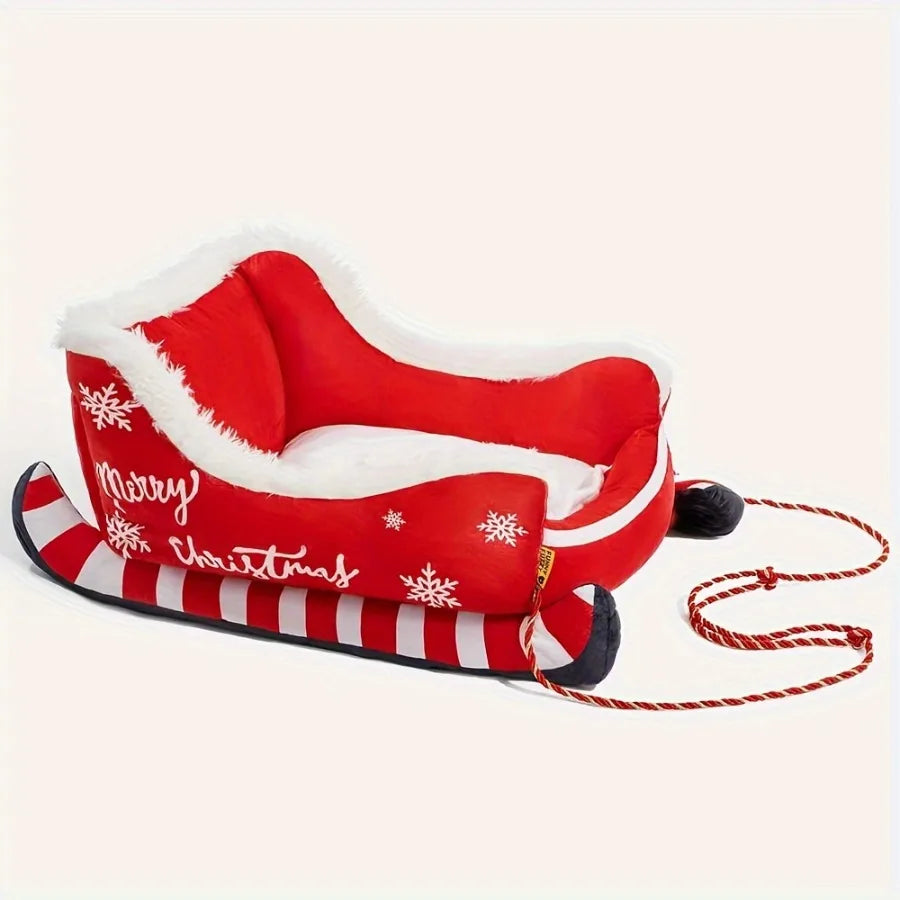Lit de Noel en peluche pour animaux de compagnie - Confortable et chaud - Convient aux chats et aux chiens