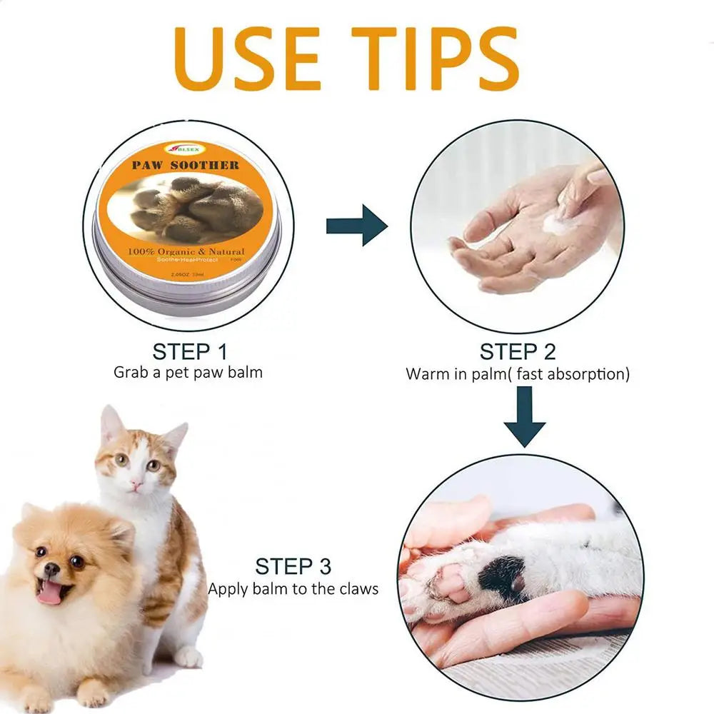 Baume pour coussinets d'animaux (30 g) - Baume apaisant et hydratant naturel pour réparer la peau sèche et gercée des pattes de chiens et de chats