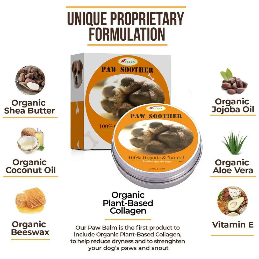 Baume pour coussinets d'animaux (30 g) - Baume apaisant et hydratant naturel pour réparer la peau sèche et gercée des pattes de chiens et de chats