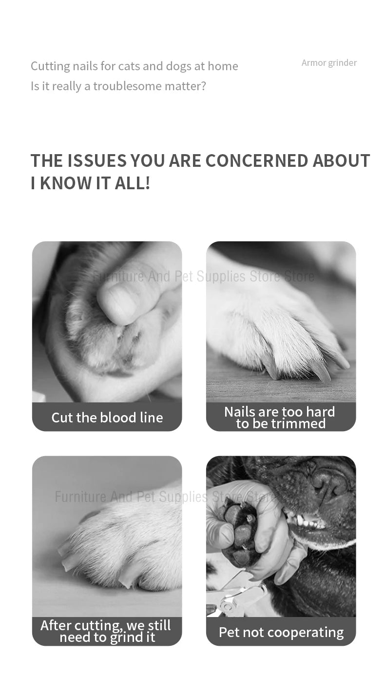 Coupe-ongles électrique/ rechargeable pour chiens et chats et autres petits animaux avec broyeurs d’ongles et led de précison