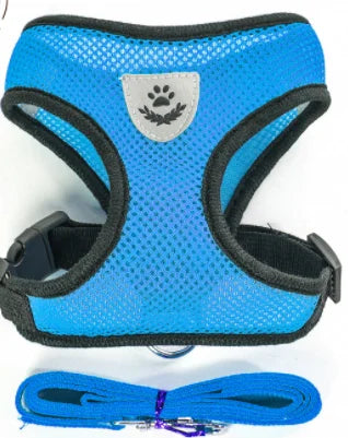 Harnais pour chat, gilet ajustable, laisse de promenade, collier et harnais en maille polyester