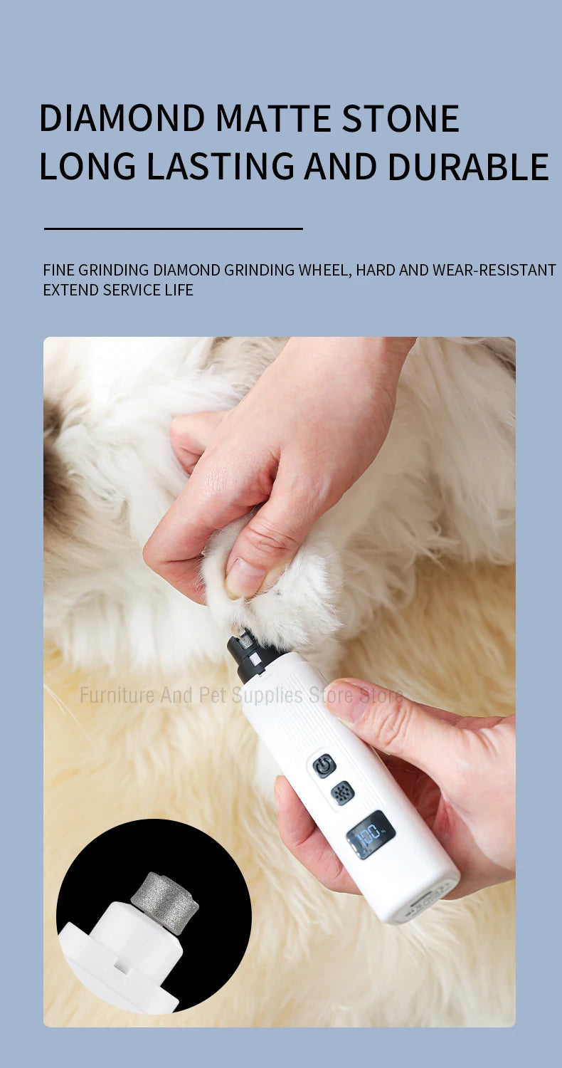 Coupe-ongles électrique/ rechargeable pour chiens et chats et autres petits animaux avec broyeurs d’ongles et led de précison
