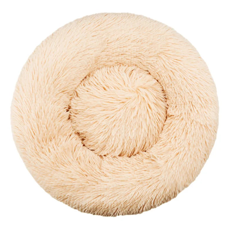 Lit rond pour chiens et chats. Panier en peluche et lavable