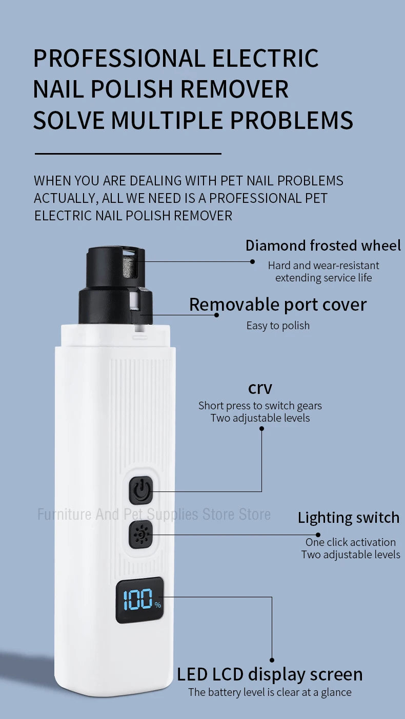 Coupe-ongles électrique/ rechargeable pour chiens et chats et autres petits animaux avec broyeurs d’ongles et led de précison