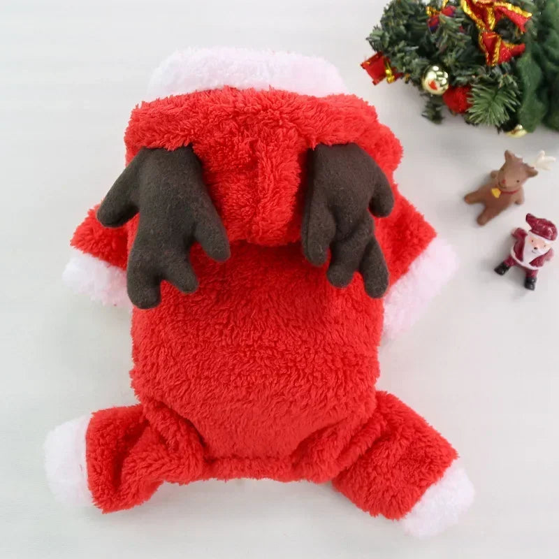 Vêtements de Noel pour chiens, vêtements d'hiver chauds pour petits et moyens chiens, motif élan et Père Noel