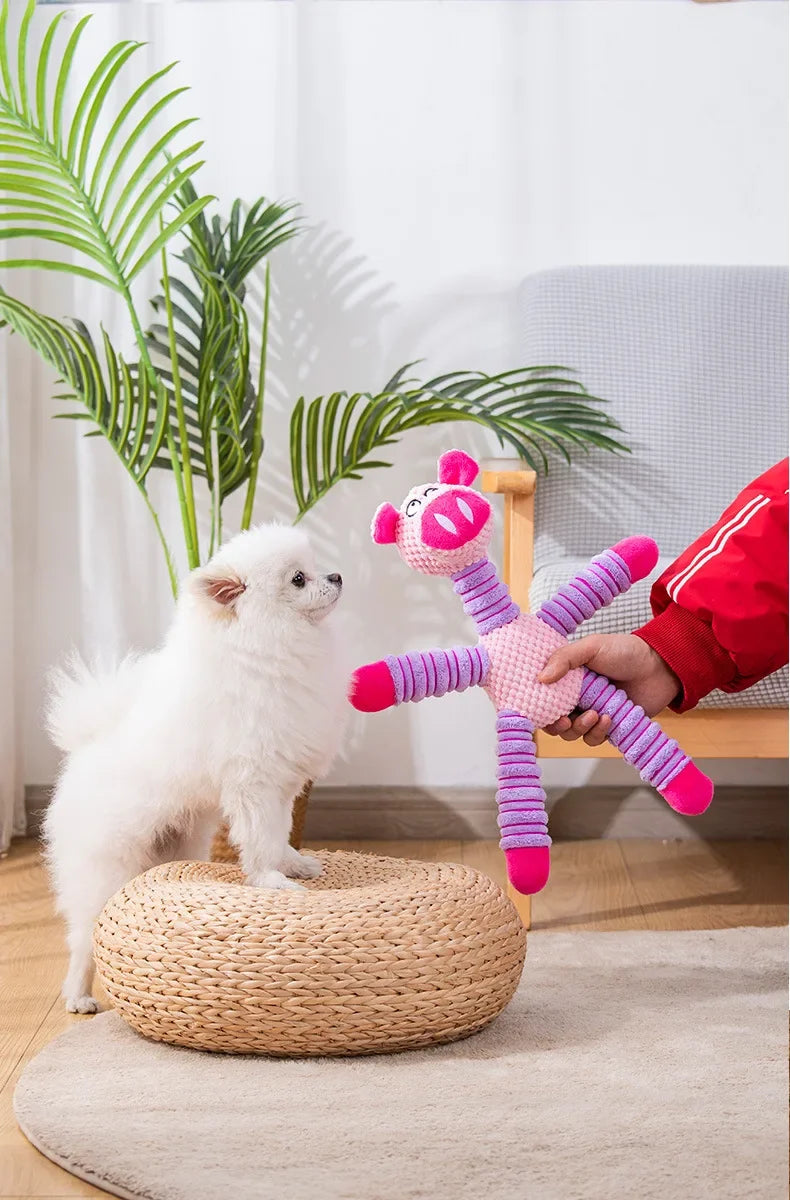Jouet indestructible pour chien, avec couineur, en forme d'animal, en peluche douce