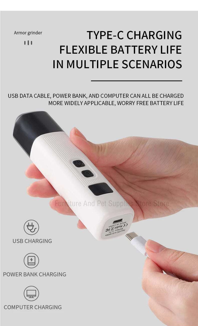 Coupe-ongles électrique/ rechargeable pour chiens et chats et autres petits animaux avec broyeurs d’ongles et led de précison