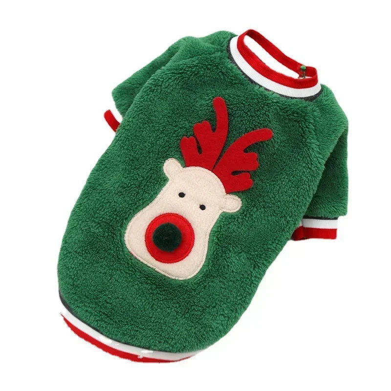 Vêtements de Noel pour chiens, vêtements d'hiver chauds pour petits et moyens chiens, motif élan et Père Noel