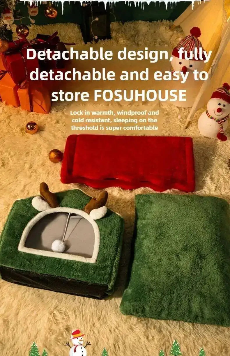 Nid d'hiver de nöel fermé pour chats et chiens