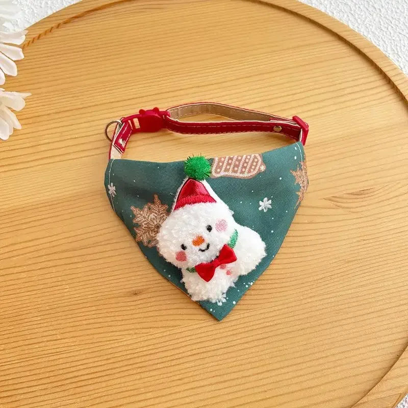 Ensemble écharpe et jupe de sapin assorties pour chien - Bandana à carreaux Père Noël et bonhomme de neige