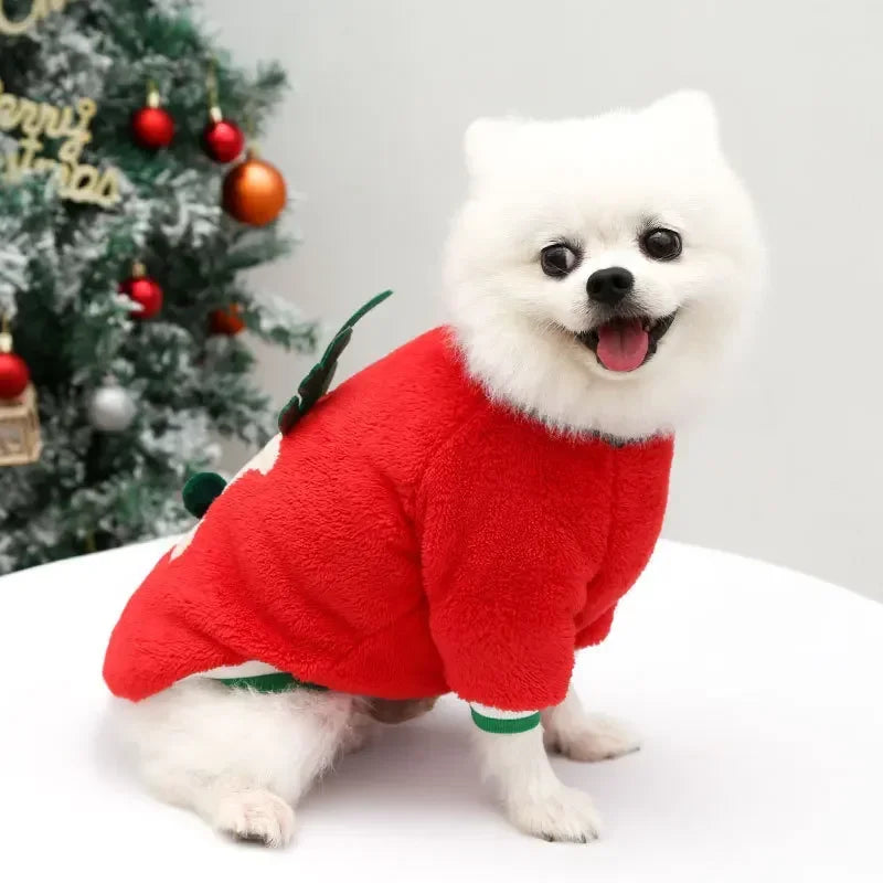 Vêtements de Noel pour chiens, vêtements d'hiver chauds pour petits et moyens chiens, motif élan et Père Noel