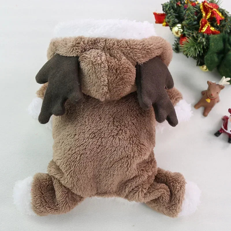 Vêtements de Noel pour chiens, vêtements d'hiver chauds pour petits et moyens chiens, motif élan et Père Noel