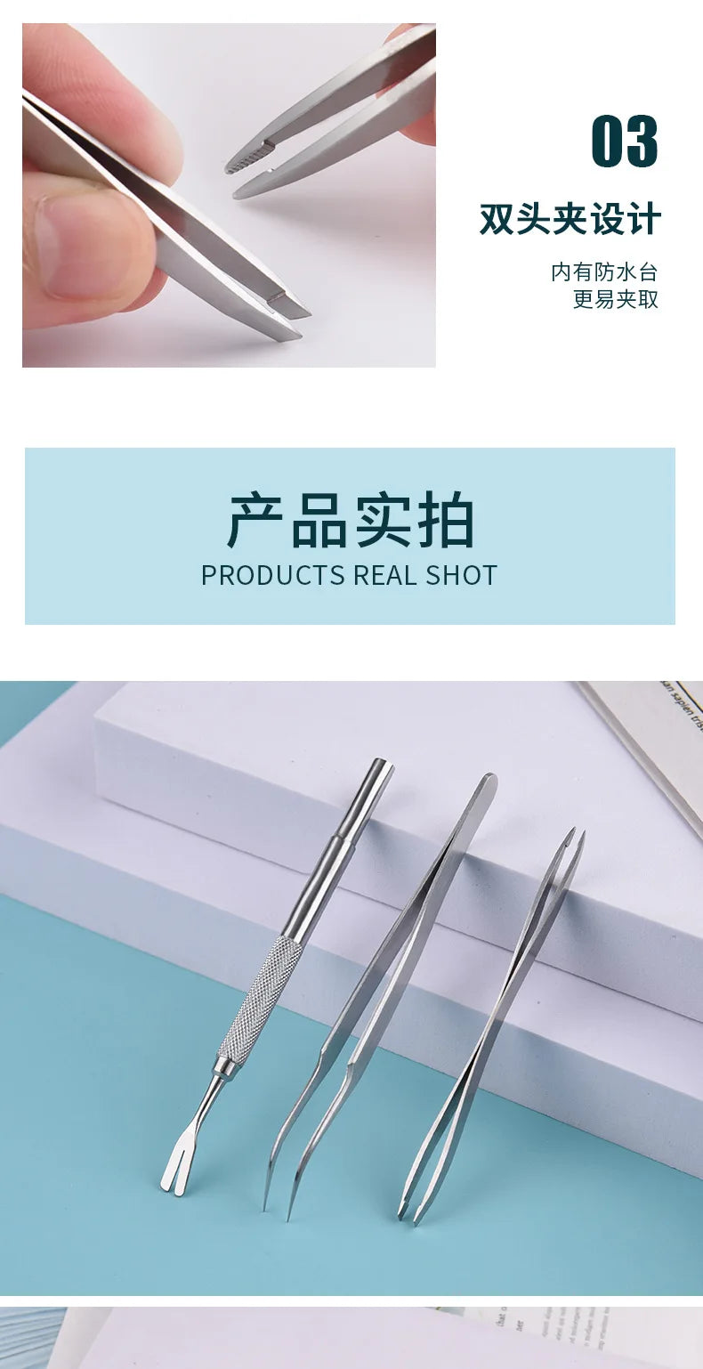 Ensemble d'outils anti-puces, pinces et crochets à gratter en acier inoxydable de qualité pour animaux de compagnie (chats et chiens)