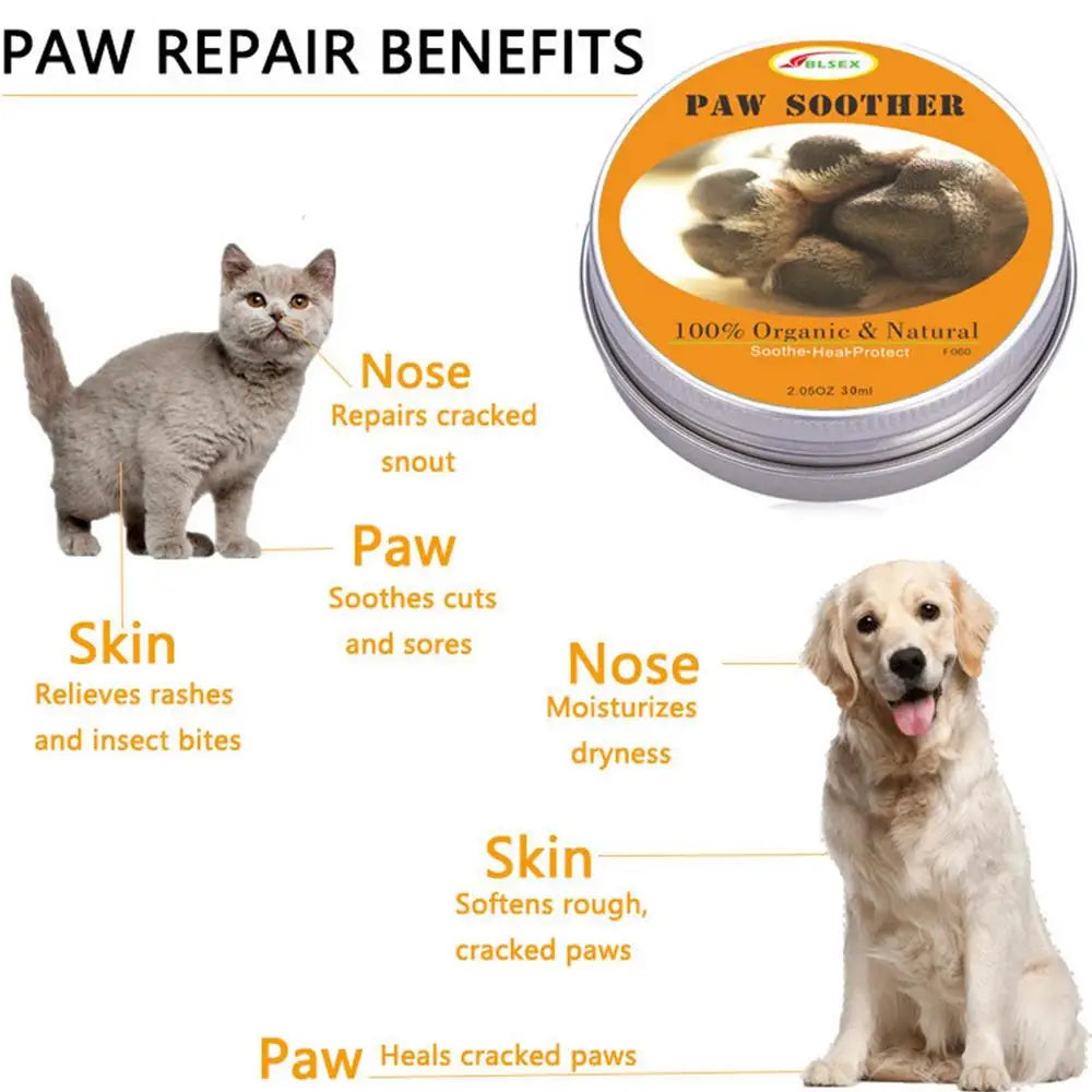 Baume pour coussinets d'animaux (30 g) - Baume apaisant et hydratant naturel pour réparer la peau sèche et gercée des pattes de chiens et de chats