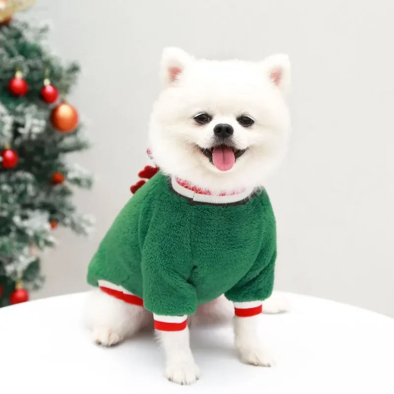 Vêtements de Noel pour chiens, vêtements d'hiver chauds pour petits et moyens chiens, motif élan et Père Noel