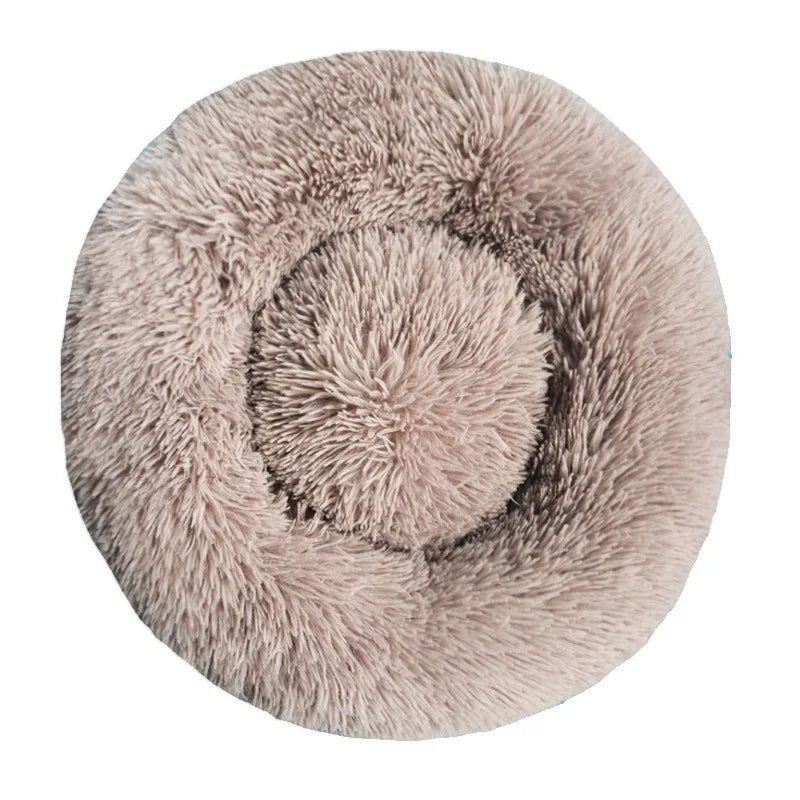 Lit rond pour chiens et chats. Panier en peluche et lavable