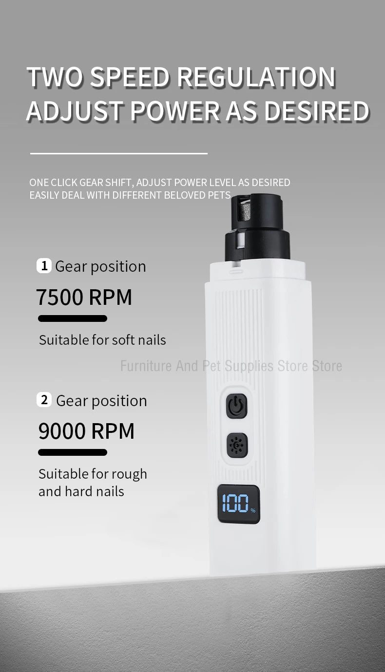 Coupe-ongles électrique/ rechargeable pour chiens et chats et autres petits animaux avec broyeurs d’ongles et led de précison