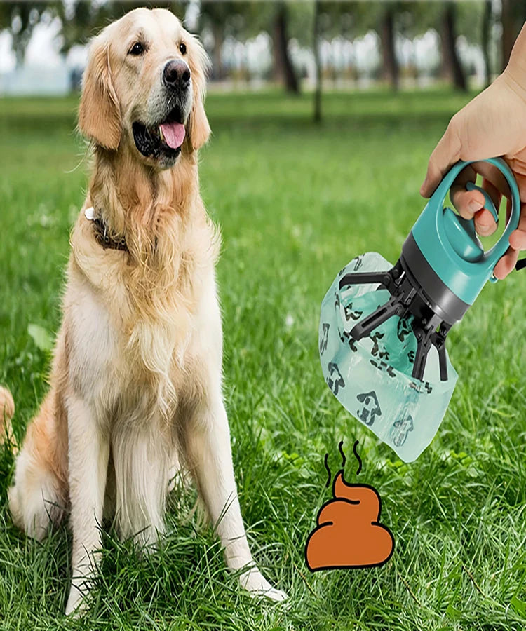 Ramasse-crottes portable pour chiens, nettoyeur d'extérieur avec sac poubelle intégré