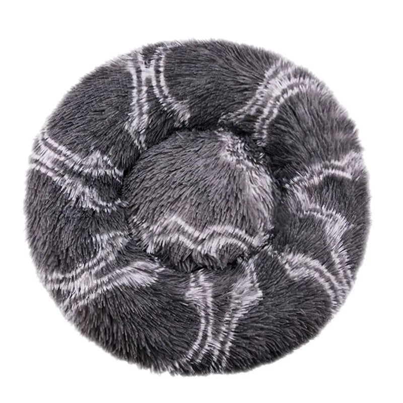 Lit rond pour chiens et chats. Panier en peluche et lavable