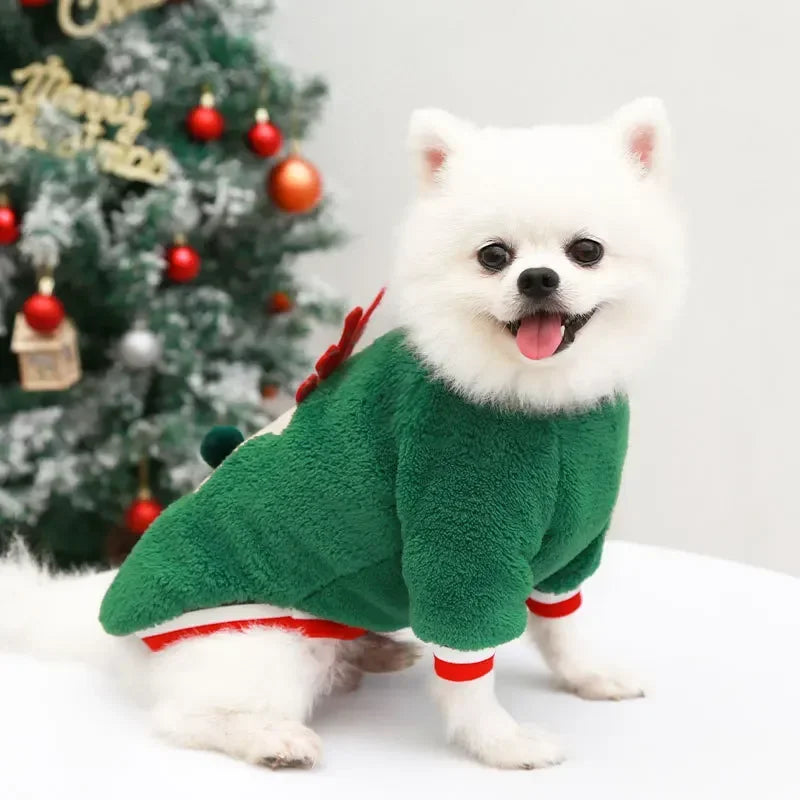 Vêtements de Noel pour chiens, vêtements d'hiver chauds pour petits et moyens chiens, motif élan et Père Noel
