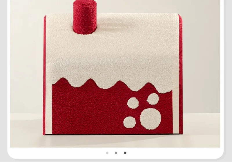 Nid douillet pliable pour animaux de compagnie, idéal pour Noel, avec décorations et accessoires pour chiens et chats.