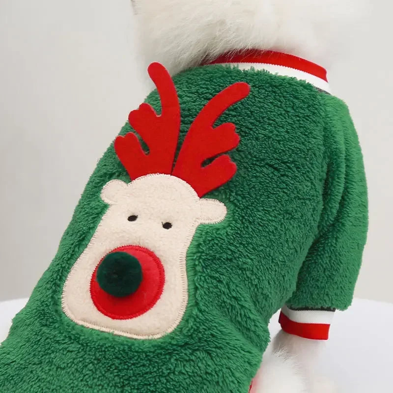 Vêtements de Noel pour chiens, vêtements d'hiver chauds pour petits et moyens chiens, motif élan et Père Noel