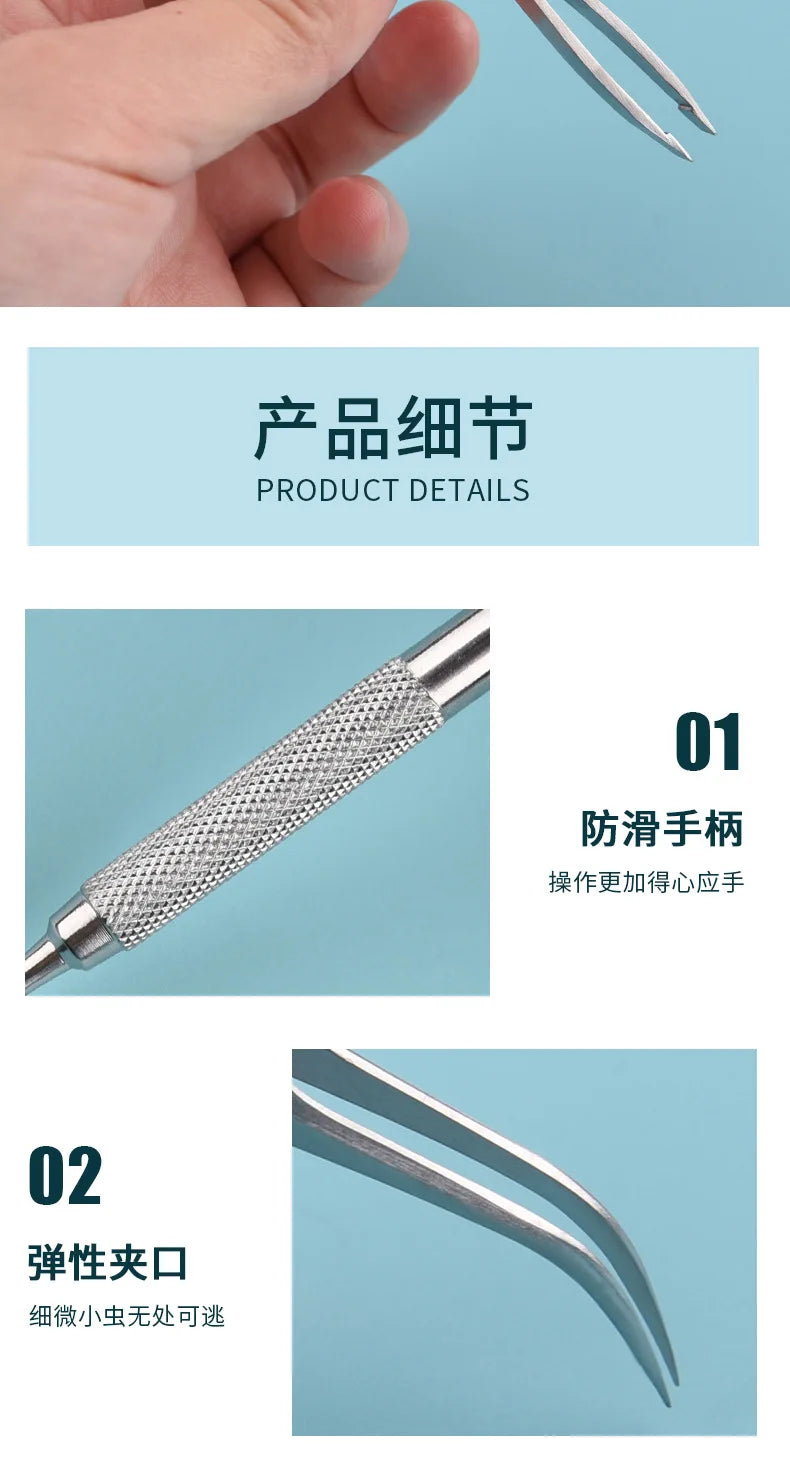 Ensemble d'outils anti-puces, pinces et crochets à gratter en acier inoxydable de qualité pour animaux de compagnie (chats et chiens)