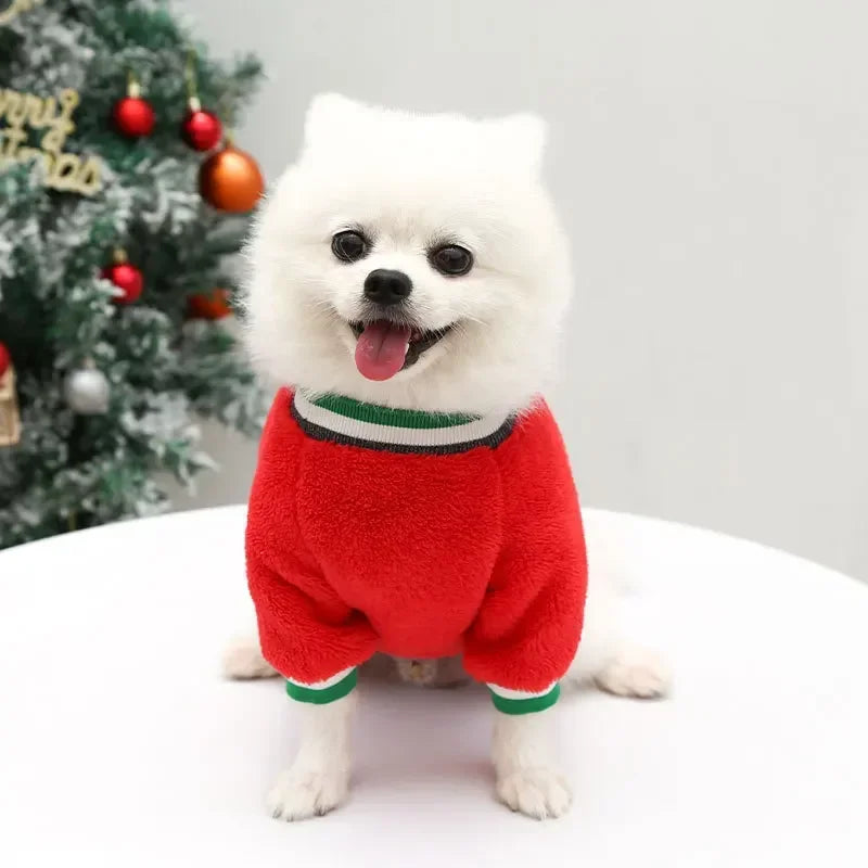 Vêtements de Noel pour chiens, vêtements d'hiver chauds pour petits et moyens chiens, motif élan et Père Noel