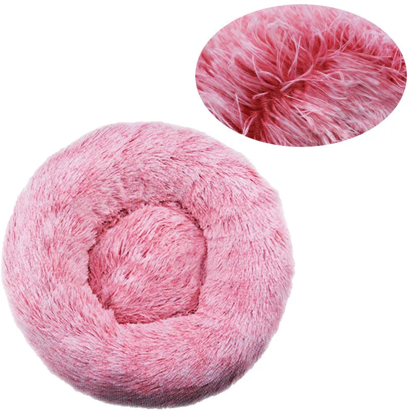 Lit rond pour chiens et chats. Panier en peluche et lavable