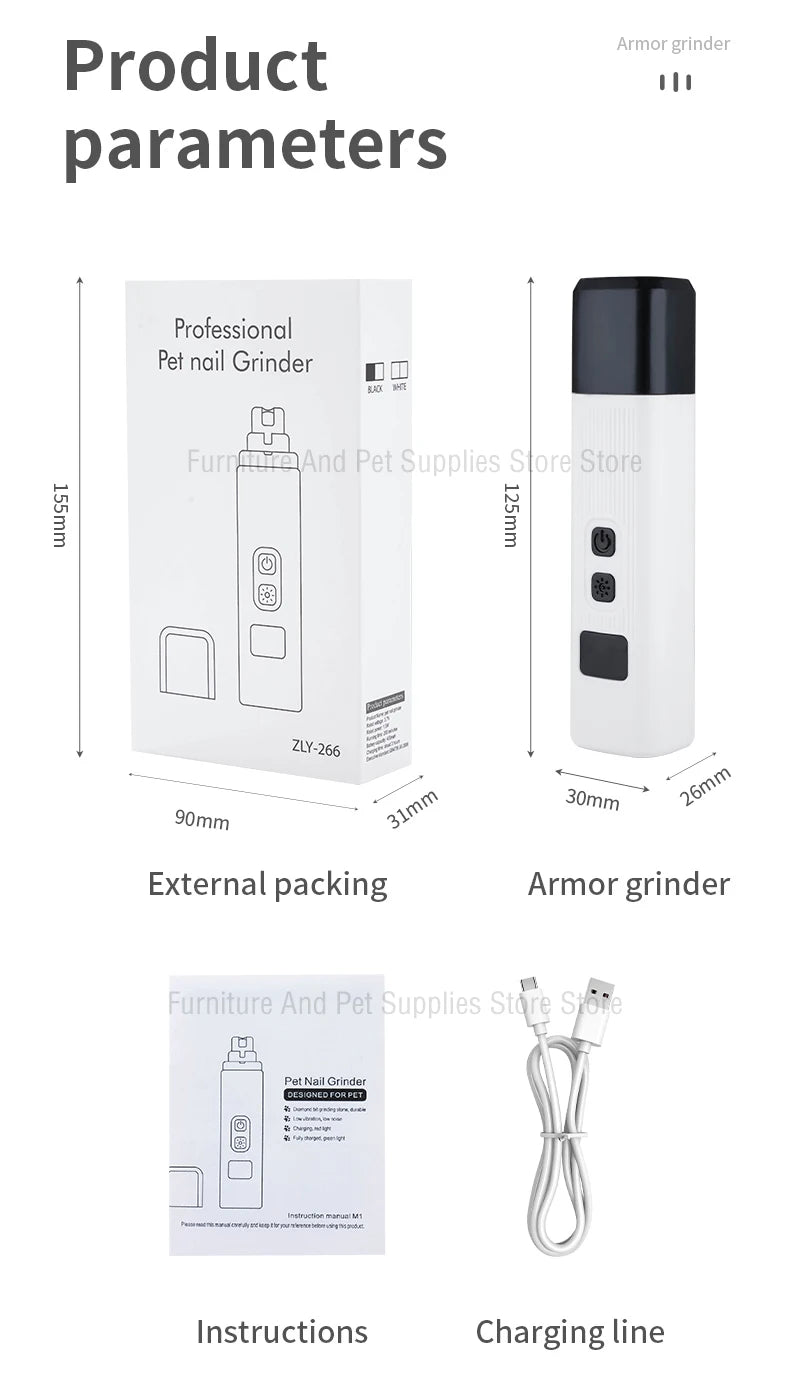 Coupe-ongles électrique/ rechargeable pour chiens et chats et autres petits animaux avec broyeurs d’ongles et led de précison