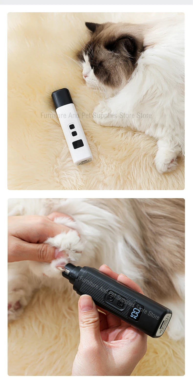 Coupe-ongles électrique/ rechargeable pour chiens et chats et autres petits animaux avec broyeurs d’ongles et led de précison