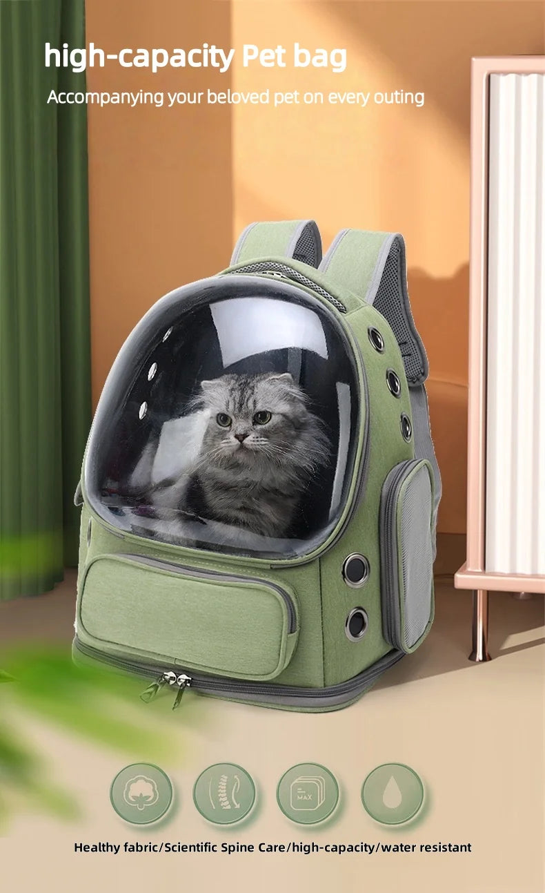 Sac à dos transparent pour animaux de compagnie, accessoire idéal pour chat, sac à bandoulière pour animaux de compagnie en extérieur