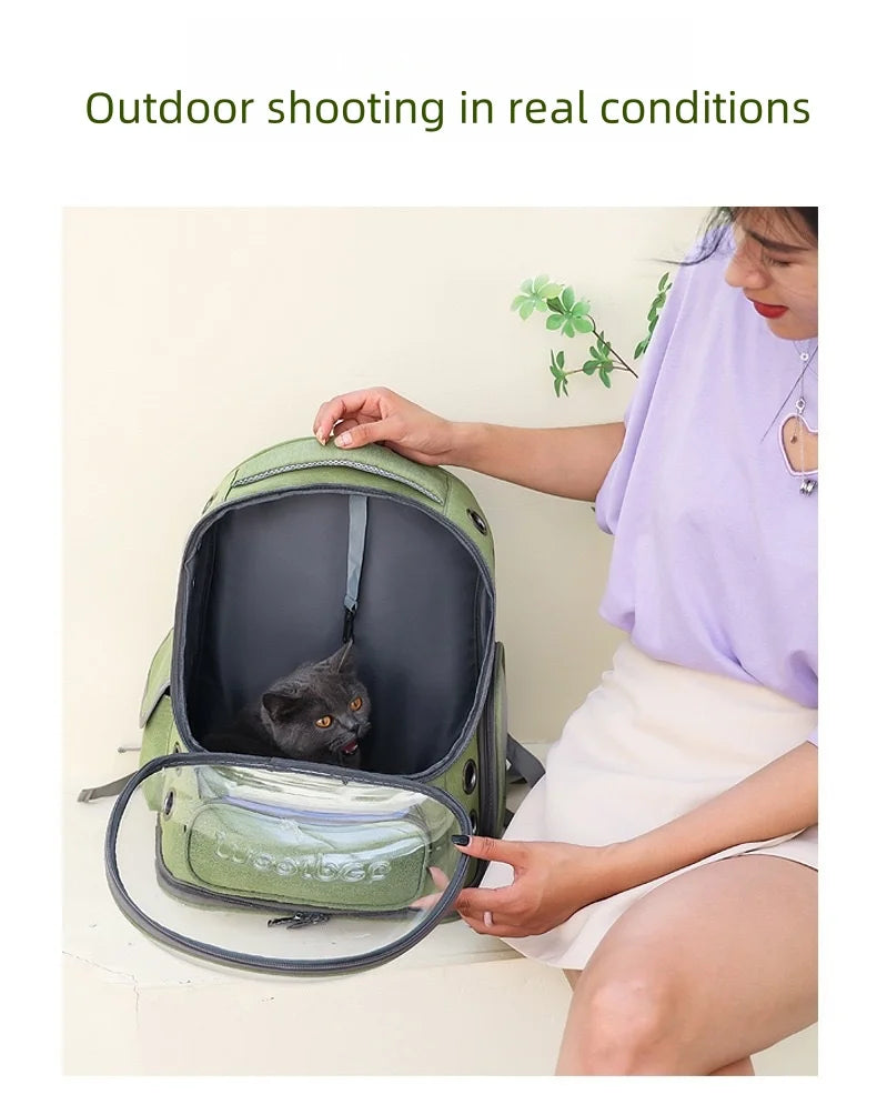 Sac à dos transparent pour animaux de compagnie, accessoire idéal pour chat, sac à bandoulière pour animaux de compagnie en extérieur