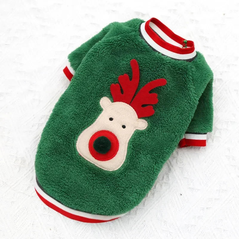 Vêtements de Noel pour chiens, vêtements d'hiver chauds pour petits et moyens chiens, motif élan et Père Noel