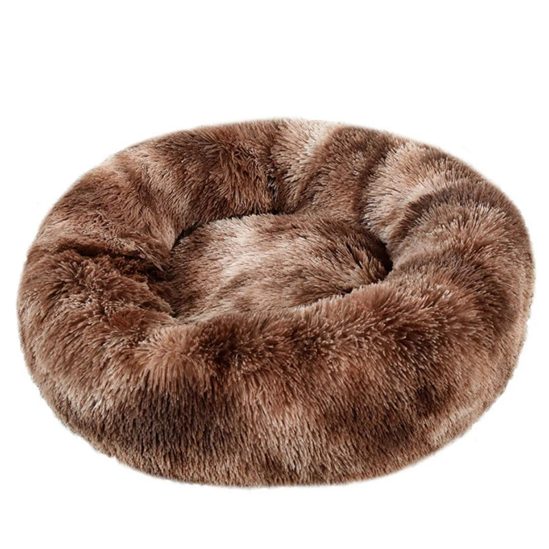 Lit rond pour chiens et chats. Panier en peluche et lavable