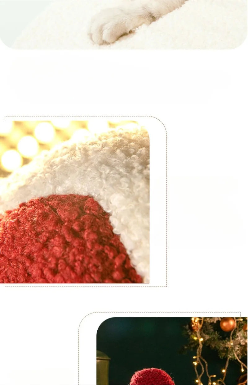 Nid douillet pliable pour animaux de compagnie, idéal pour Noel, avec décorations et accessoires pour chiens et chats.