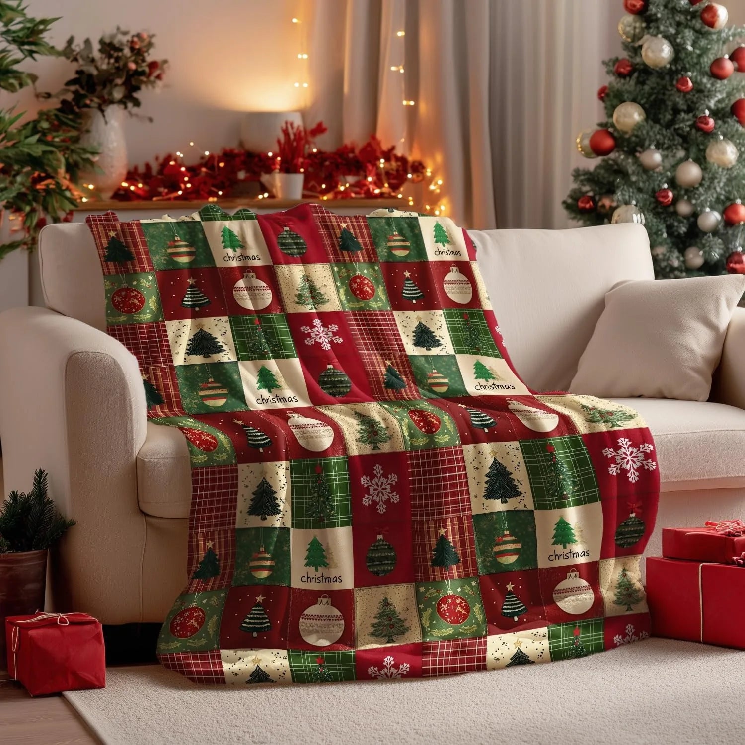 Couvertures de Noel festives : Motifs douillets pour des fêtes joyeuses.